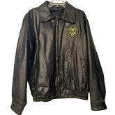 Mens Black Army Leather Bomber Jacket